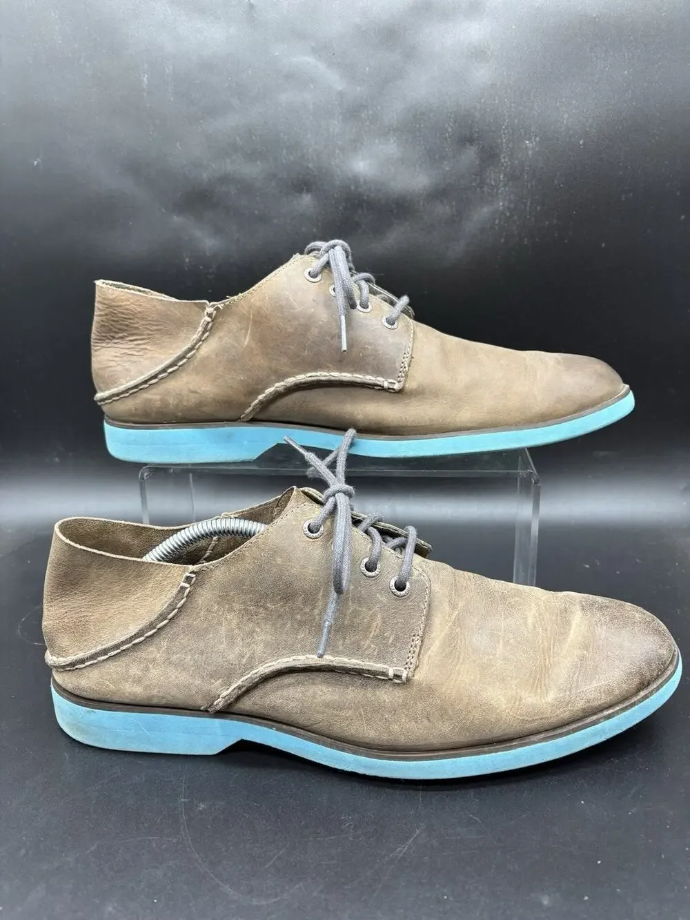 Sperry Top Sider Mens 12 M Dark Brown Leather Oxfords Blue Laces Soles